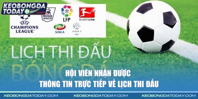 Hội viên nhận được thông tin trực tiếp về lịch thi đấu